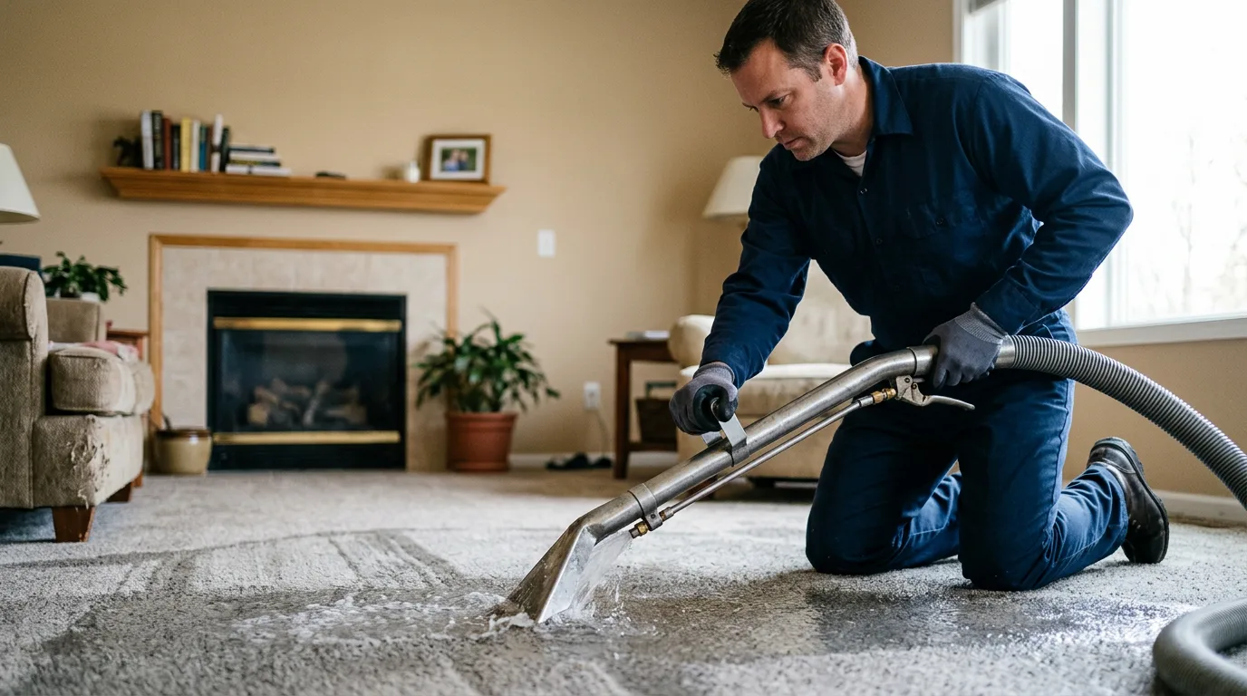 Water damage restoration technician working near Edgewood, TX